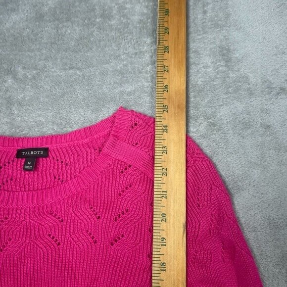 Talbots Pink Knit Sweater Medium Long Sleeve Rayon Blend a0466 - Picture 3 of 7